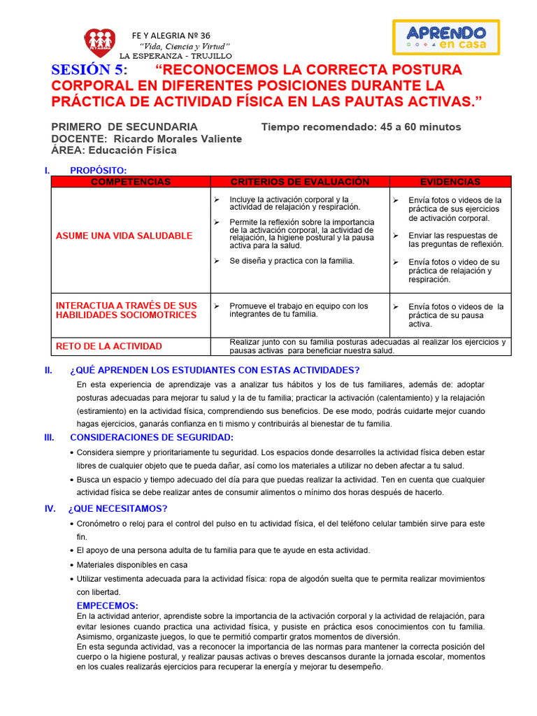 Sesión 5 Ef 1° | PDF | Relaciones personales, crianza y desarrollo ...