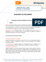 Fiche de Revision LLCER 2021 Analyser Un Document