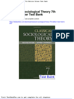 Classical Sociological Theory 7th Edition Ritzer Test Bank