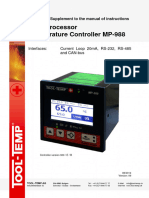 Microprocessor Temperature Controller MP-988: Guidance - Supplement To The Manual of Instructions