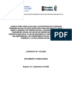 Consultoria para Evaluar La Estrategia de Atencion Primaria en Salud