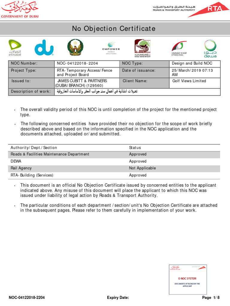 Old RTA NOC For Fense NOC-04122018-2204-NOCCertificate-25-03-2019 ...