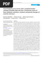 Artigo Nasal Staphylococcus Aureus e S Pseudintermedius Caninos Review 2022 - Grupo 7