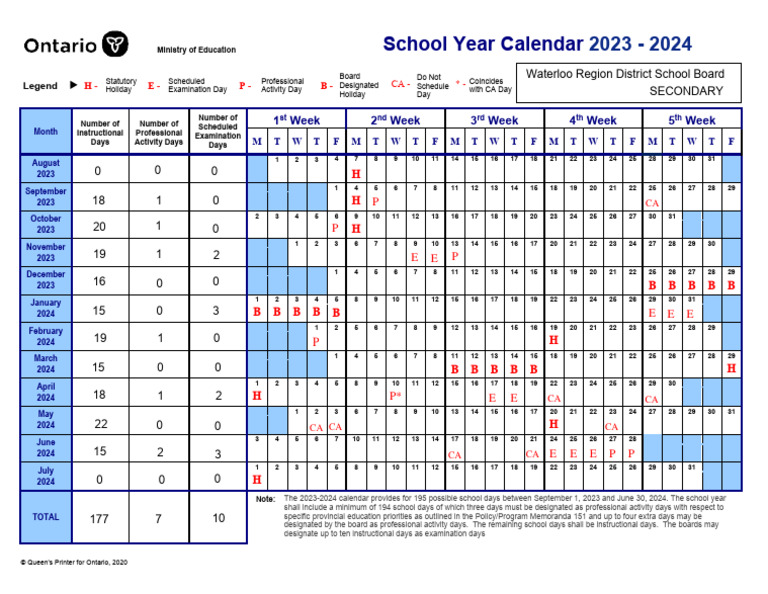 202324SchoolYearCalendarSecondaryWRDSBMay31_2023 PDF