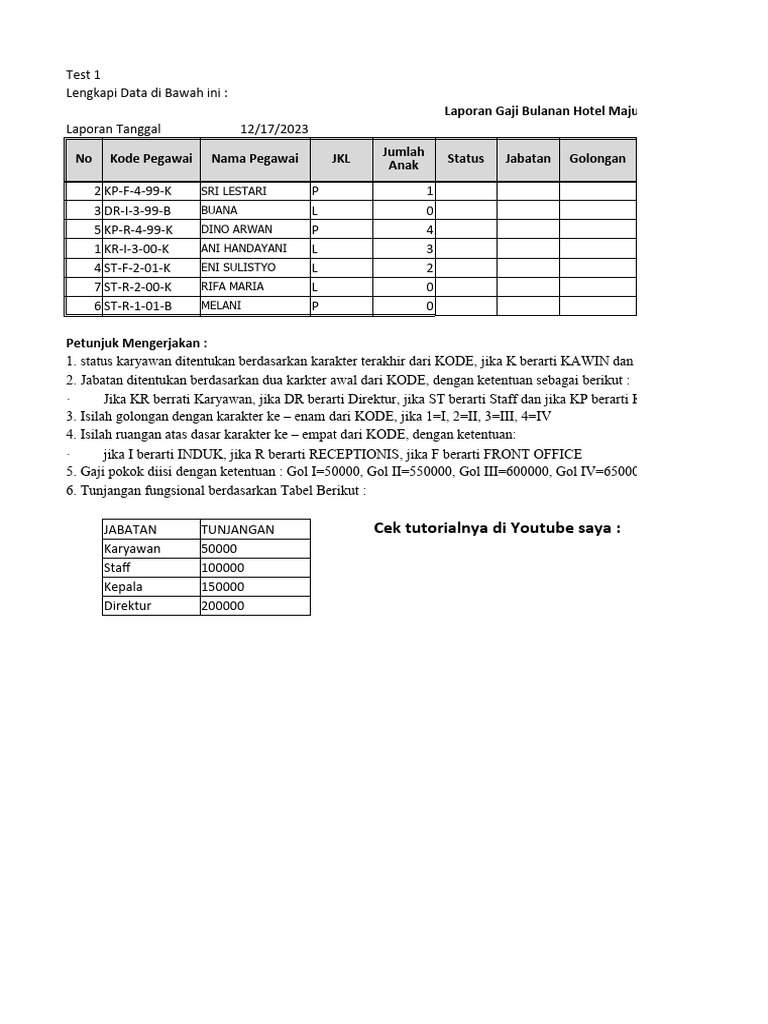Soal test kerja pdf