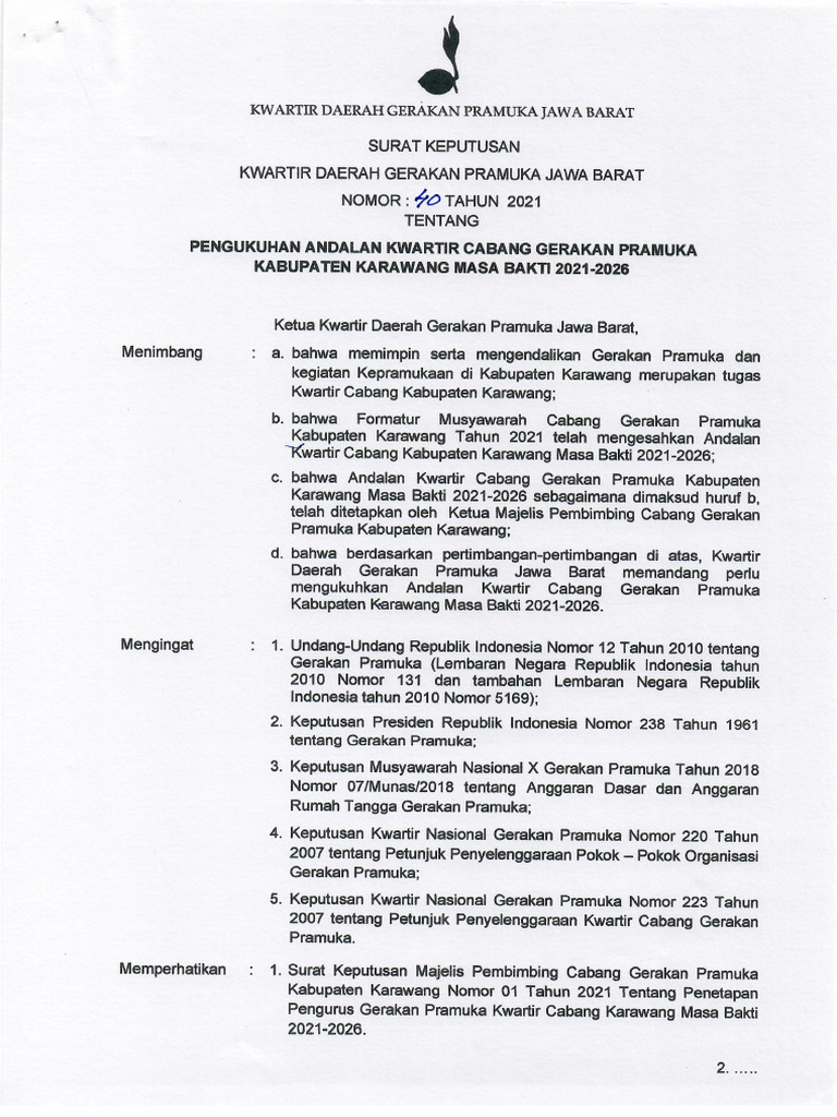 40 Tahun 2021 Sk Andalan Karawang Pdf