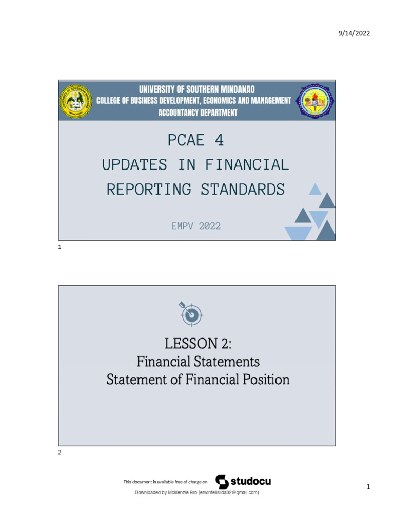 Financial Reporting Standards Overview | PDF | Financial Statement ...