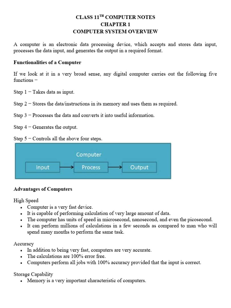 Class 11th Computer Notes Ch1 | PDF | Computer Data Storage | Random ...