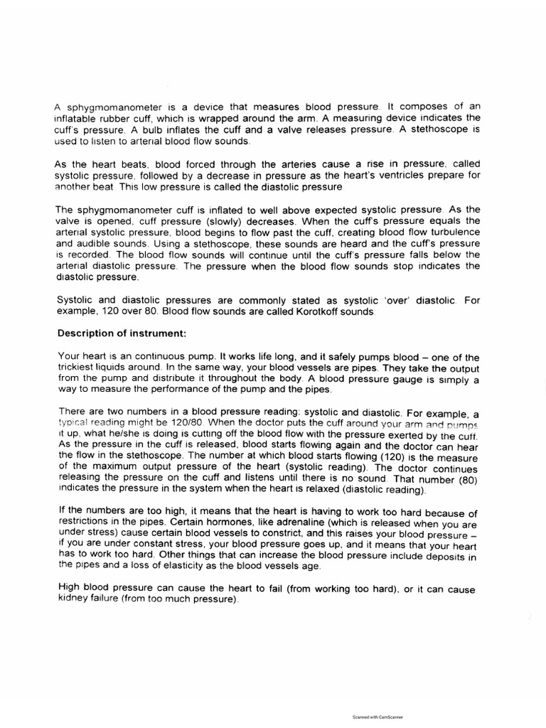 Blood Pressure Measurements | PDF