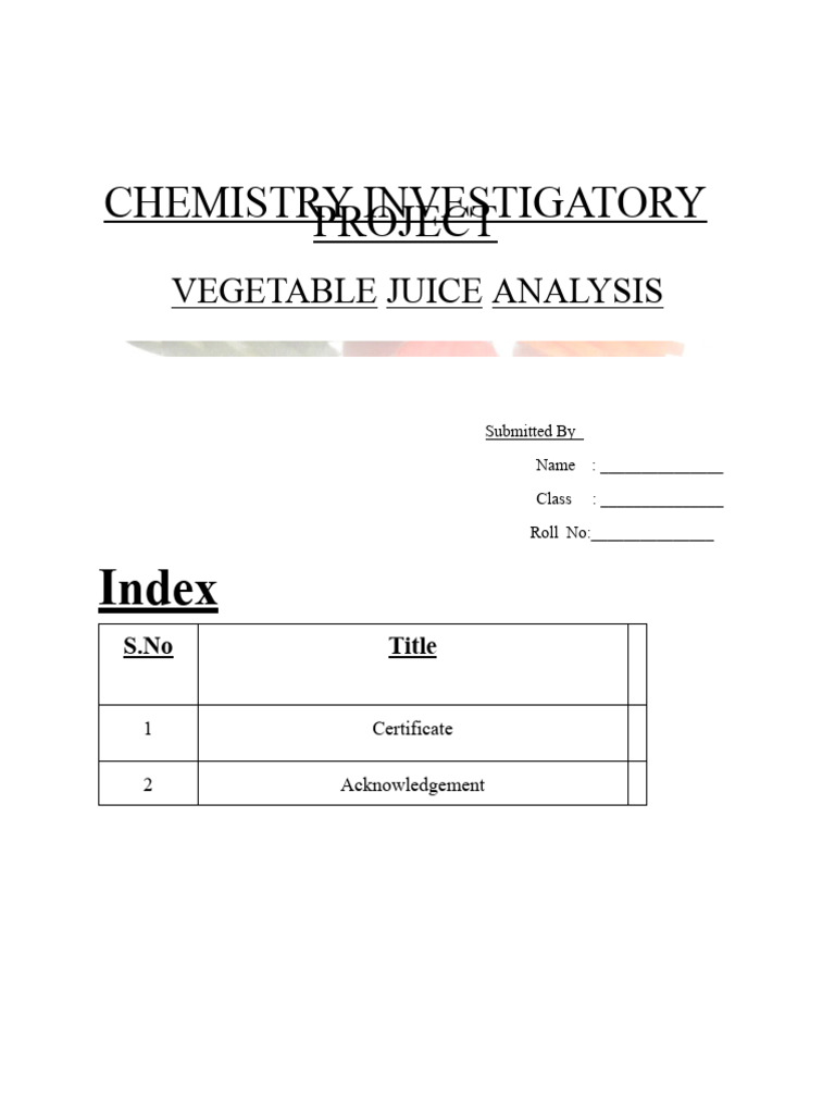 VEGETABLE JUICE ANALYSIS (Rough) PDF Carrot Carbohydrates