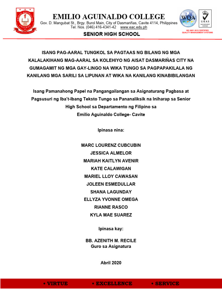 Pananaliksik Sample | PDF