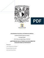 Secuencia 2 ¿Qué Importancia Tienen Los Documentos Legales para El Psicólogo