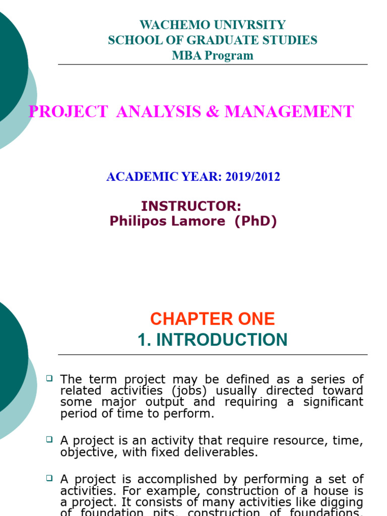 MBA Project Management Overview | PDF | Feasibility Study | Forecasting