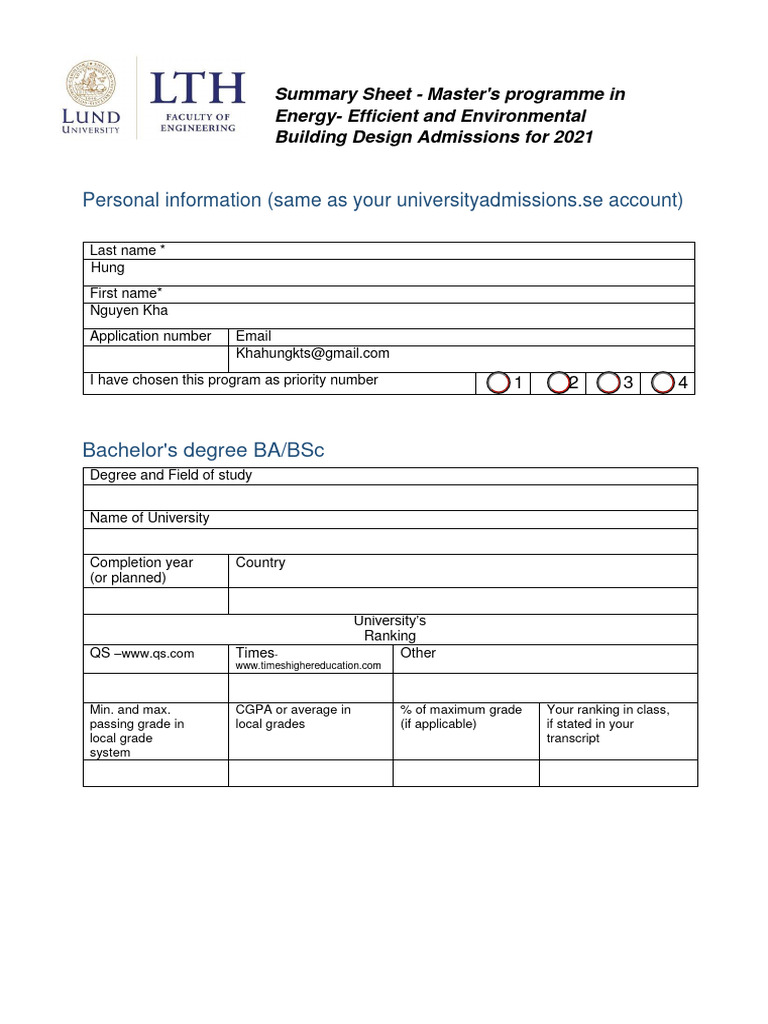 Summary Sheet EEEBD 2021 | PDF | Bachelor's Degree