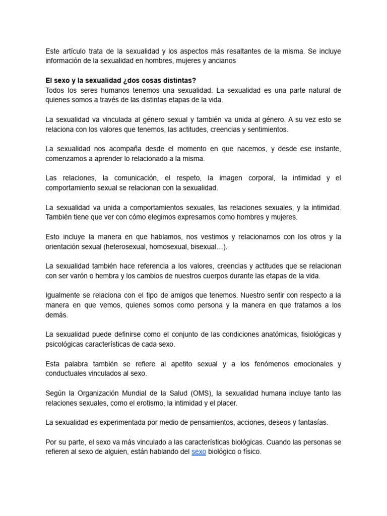 Aspectos Clave de la Sexualidad Humana | PDF | Vejez | La sexualidad humana