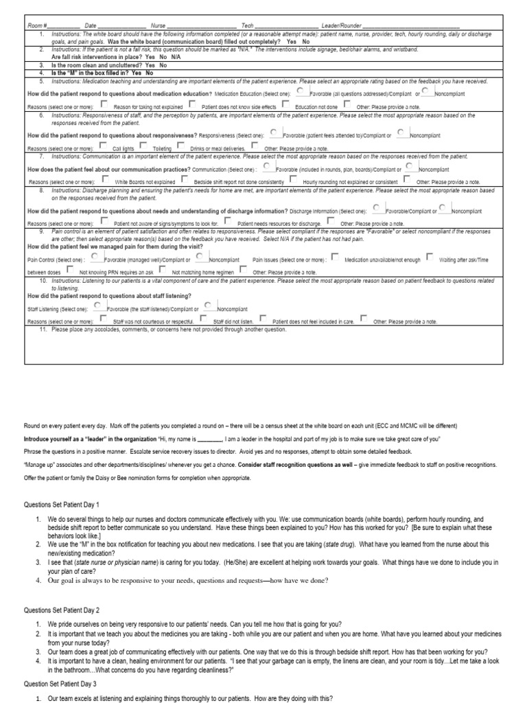 Patient Experience Evaluation Checklist | PDF | Patient | Nursing