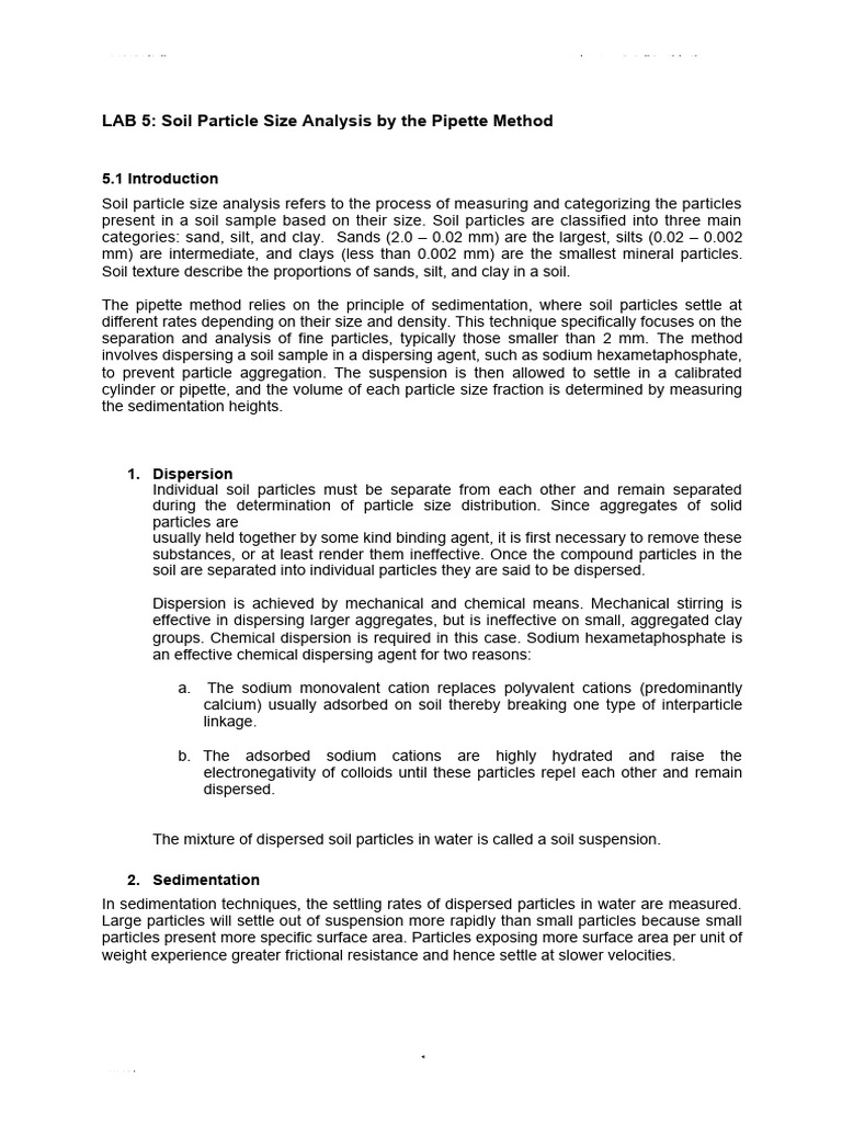 Soil Particle Size Analysis Guide | PDF | Chemistry | Physical Sciences