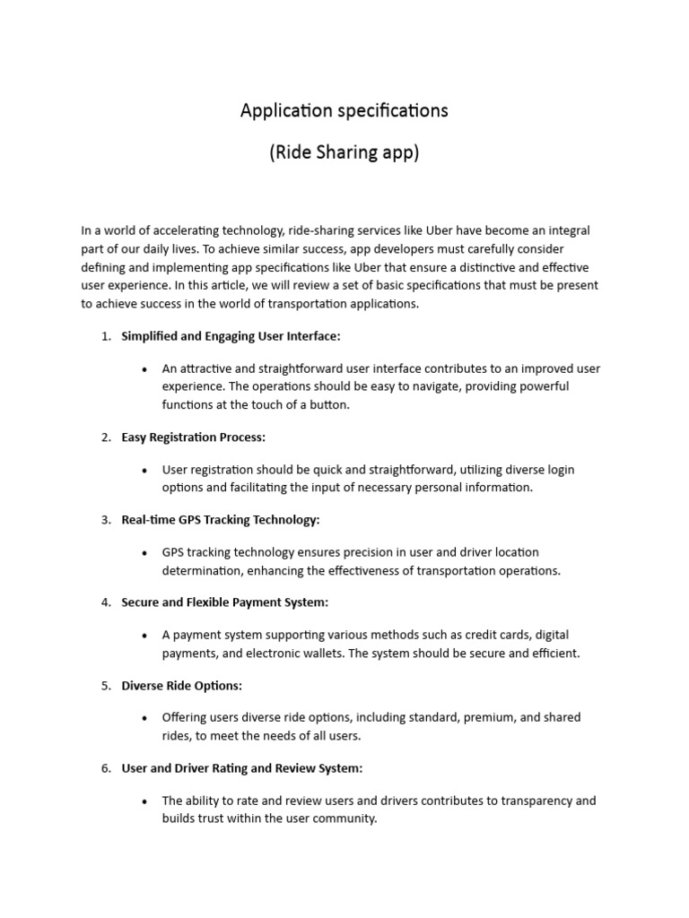 Application specifications pdf mobile app pricing