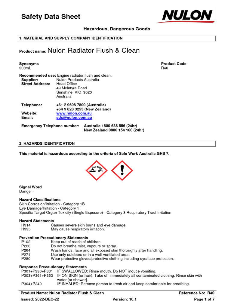 Radiator Flush Safety Guide | PDF | Toxicity | Dangerous Goods