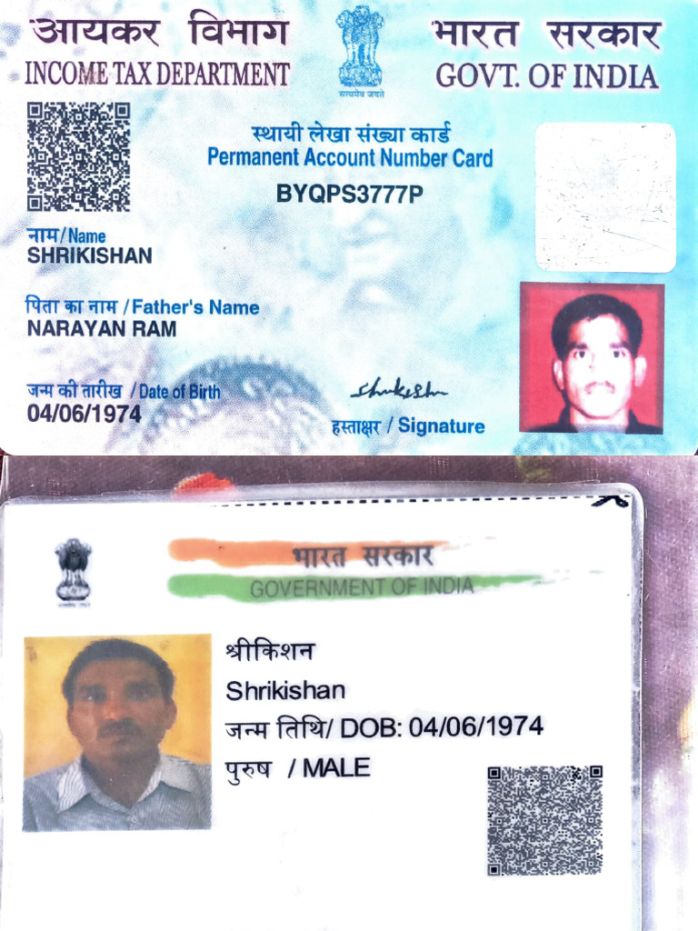Aadhar and PAN Card Details for Shrikishan | PDF