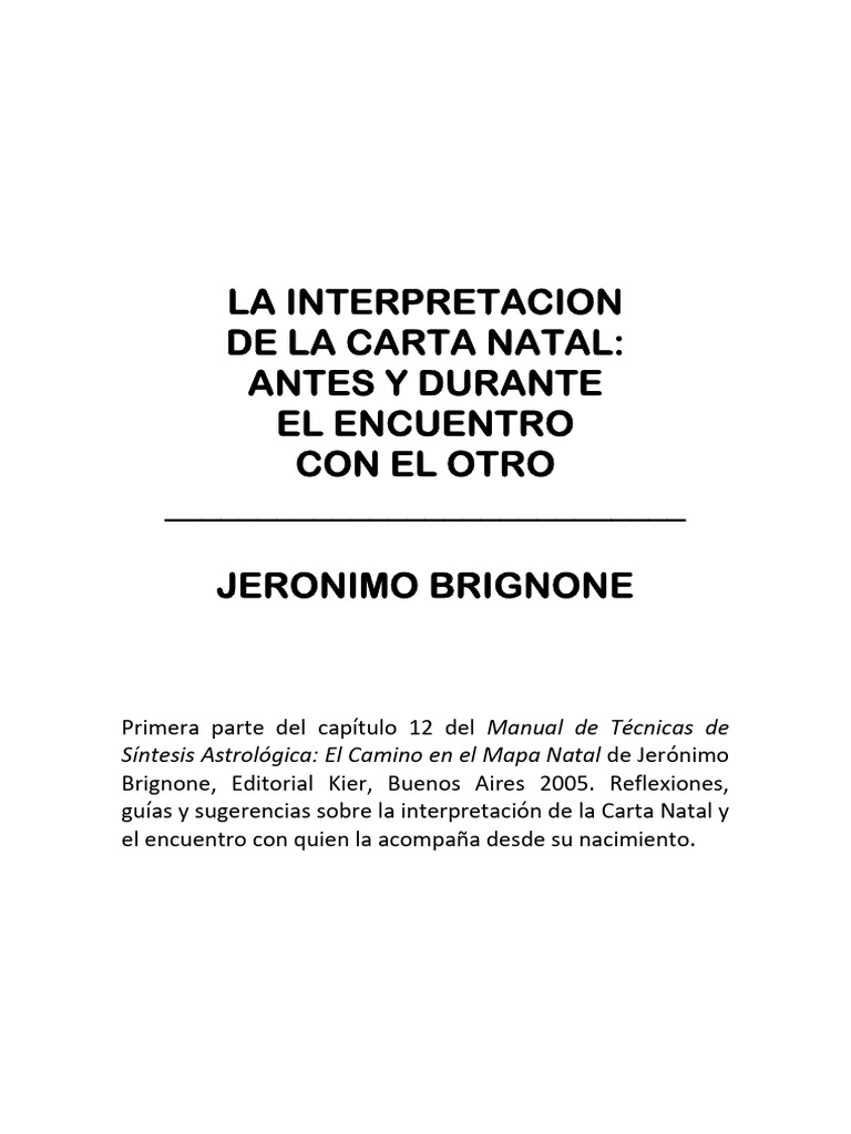 La Interpretacion de La Carta Natal y El | PDF