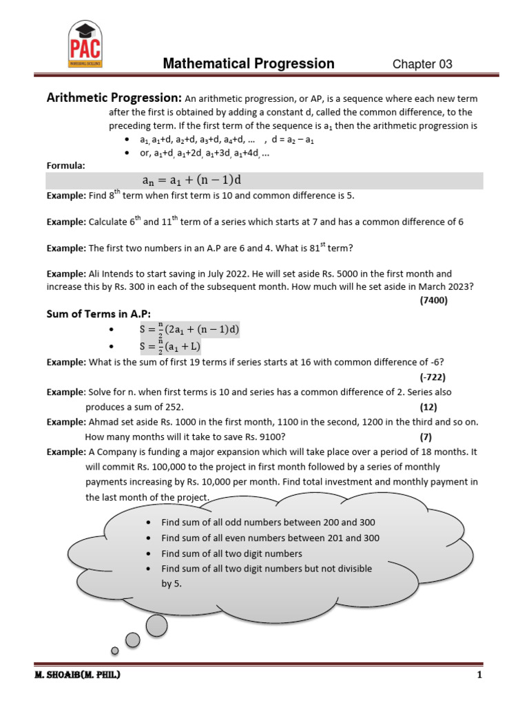 Arithmetic & Geometric Progressions | PDF | Mathematics