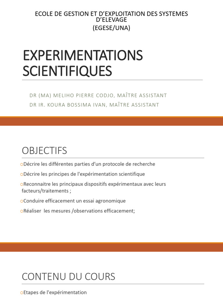 Principes et Protocoles d'Expérimentation | PDF | Expérience | Méthode ...