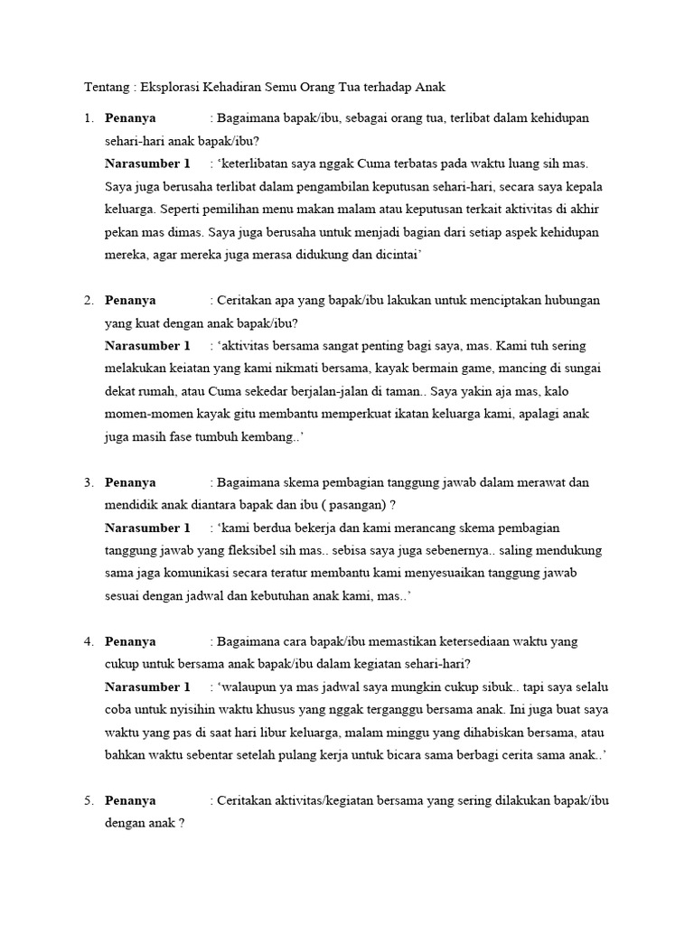20 Pertanyaan Wawancara Kehadiran Semu Ortu (RHMT) | PDF | Kesehatan ...