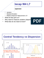 Recap W4 L7: - Measures of Dispersion