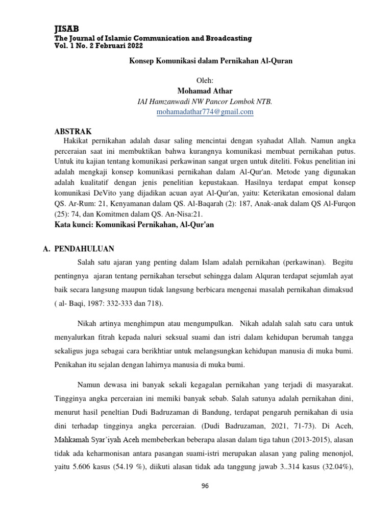 Konsep Komunikasi Pernikahan Al Qur An Pdf Kesehatan Holistik