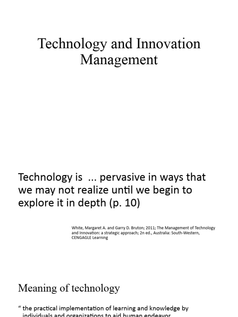 L4 Technology and Innovation Management | PDF | Innovation | Enterprise ...