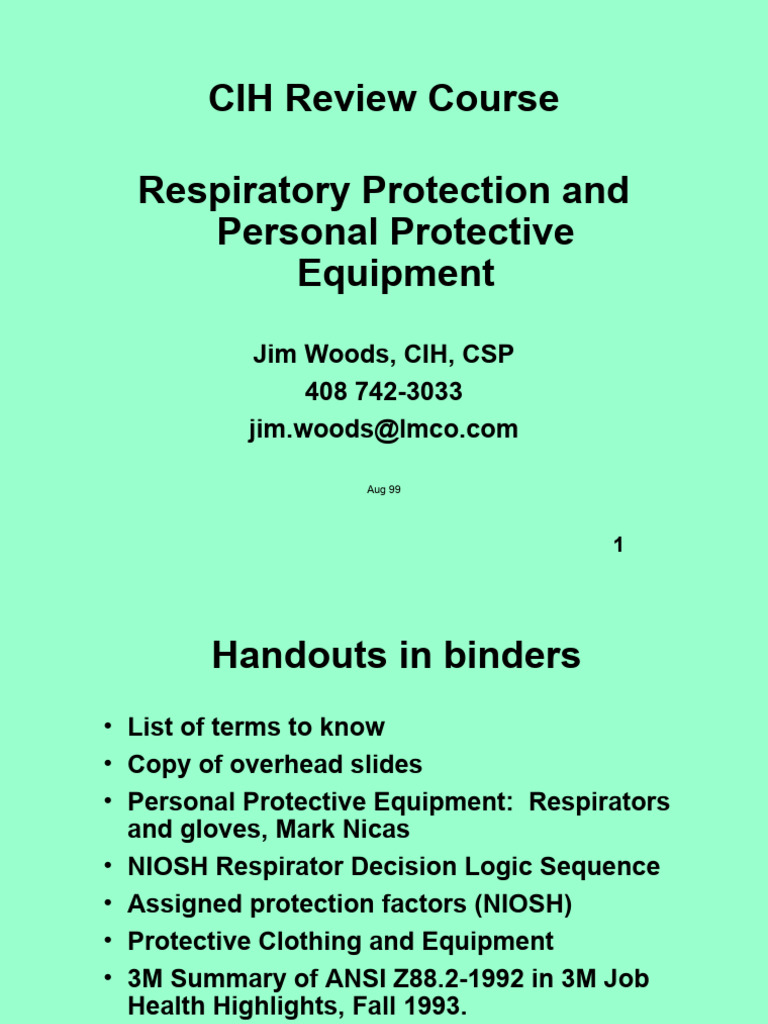 Resp Ppe PDF Personal Protective Equipment Chlorine