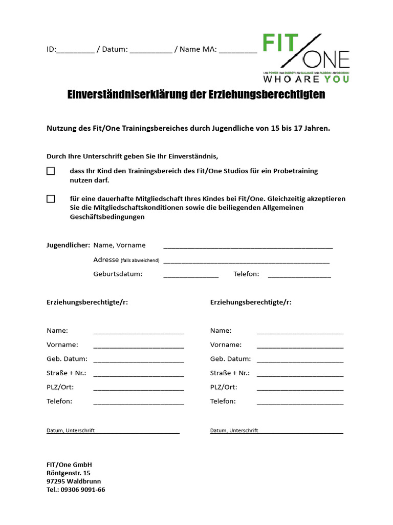 Einverstaendniserklaerung Fit One PDF