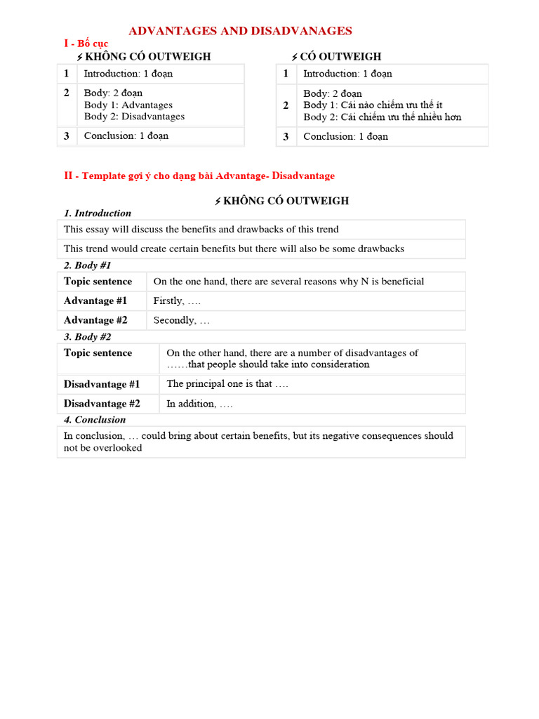 Advantages and Disadvantages Template | PDF