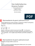 Analiza Matematyczna - Granice Funkcji (Granice Jedostronne, Ciągłość Funkcji, Asymptoty)