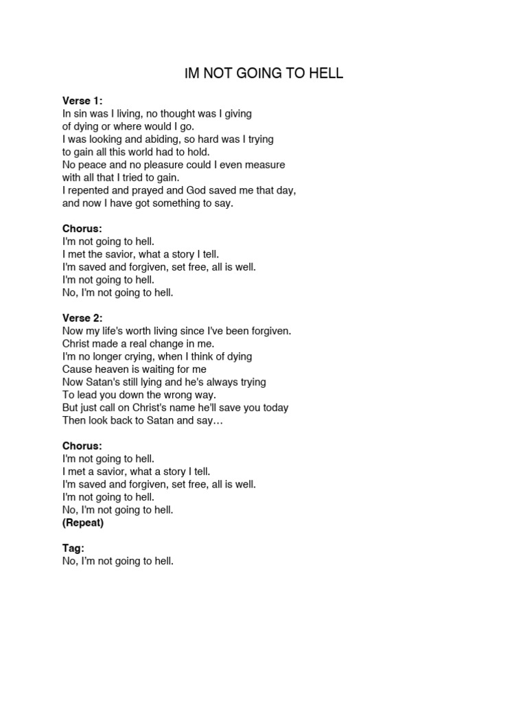 Im not going to hell verse 1 pdf