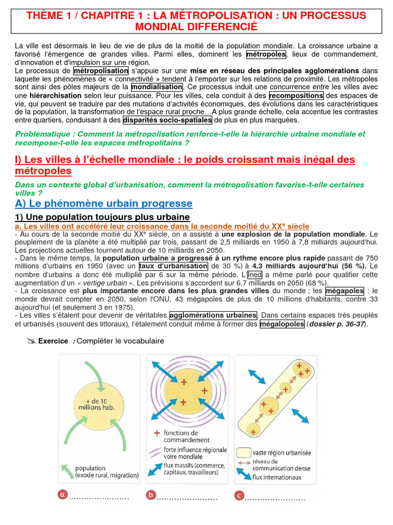 Métropolisation : enjeux et dynamiques urbaines | PDF | Urbanisation ...