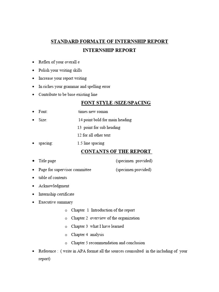 Internship Report Format Guidelines | PDF | Information | Data