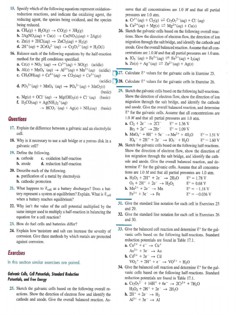 Electrochemistry, Problems PDF