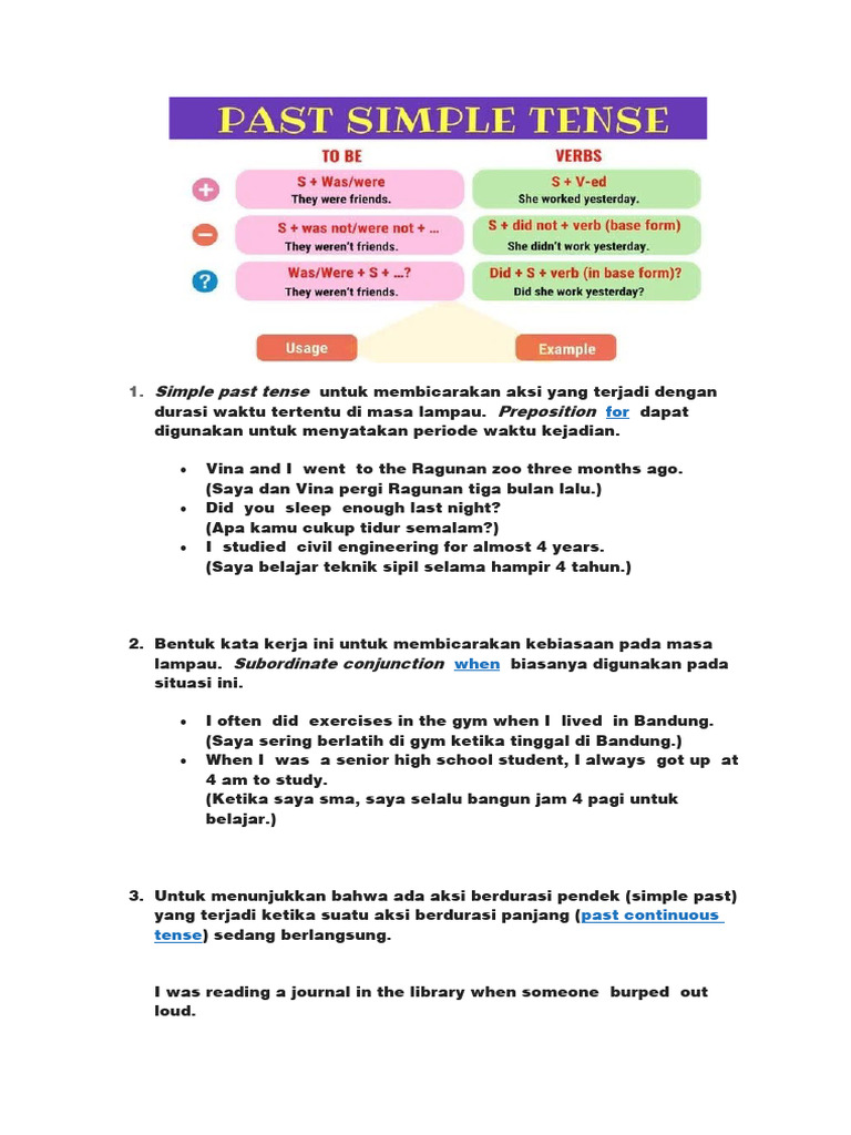 Past Tense Explanation | PDF