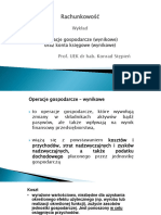 Wykład 5. Podstawy Rachunkowości - Operacje I Konta Wynikowe