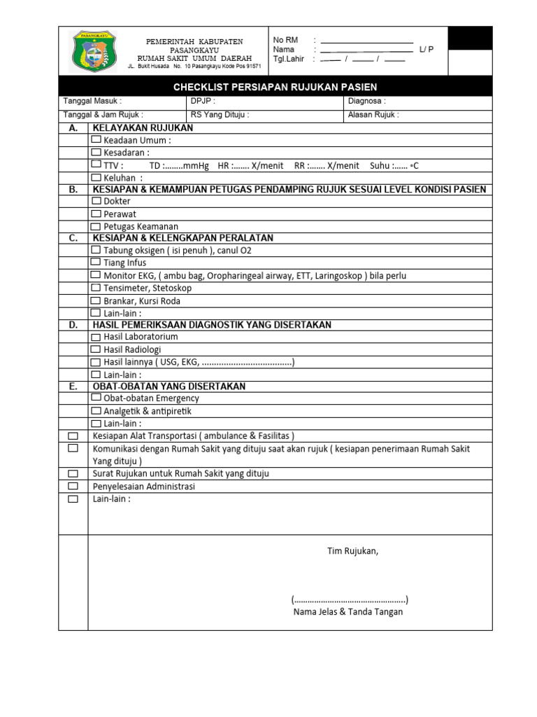 Form Checklist Persiapan Rujuk | PDF
