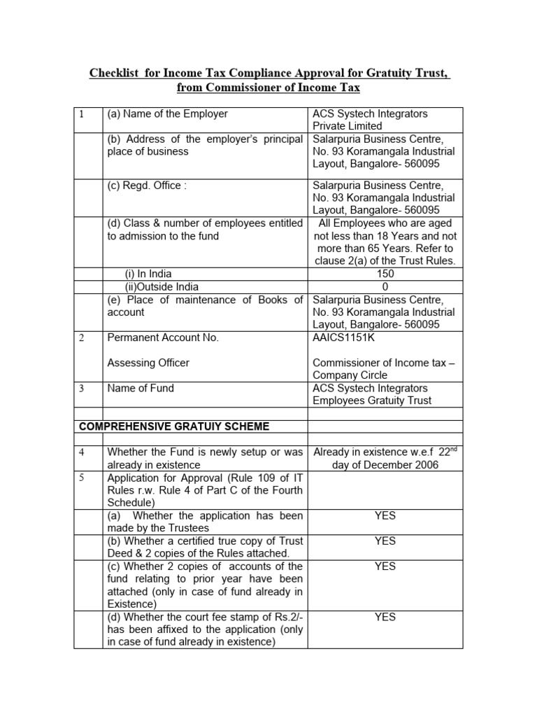 Gratuity Trust Deed Registration Procedure