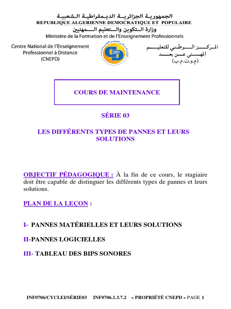 Les Pannes Materielles Pdf Démarrage D Un Ordinateur Bios