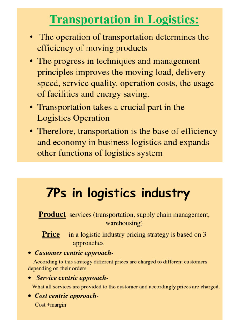 Transportation's Role in Logistics Efficiency | PDF