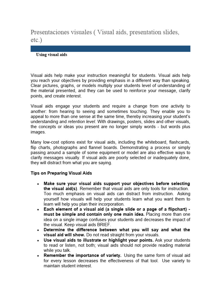 Effective Use of Visual Aids in Teaching | PDF | Human Communication ...