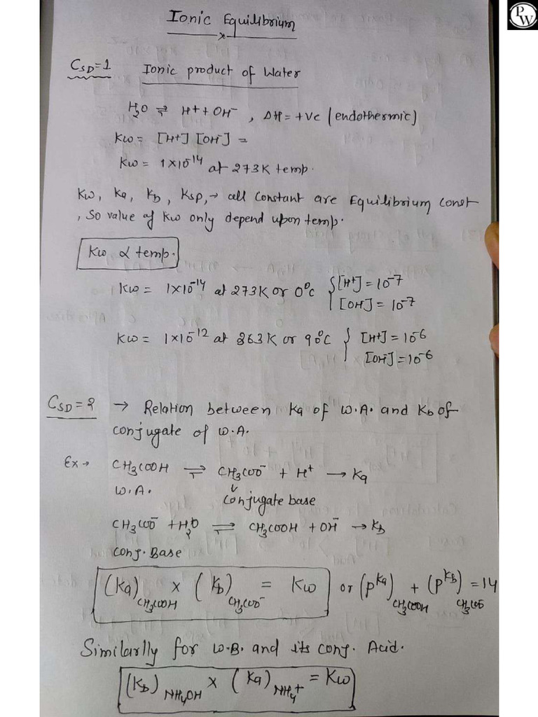 IONIC EQUILIBRIUM Notes | PDF