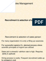 Sales Management: Recruitment & Selection of Sales People