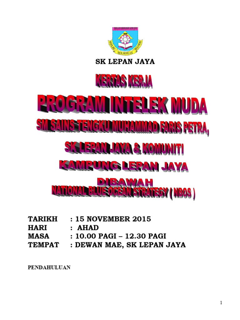Kertas Kerja Program Intelek Muda | PDF