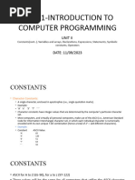 Csir11-Introduction To Computer Programming: Unit Ii